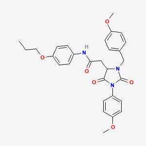 2-[3-(4-methoxybenzyl)-1-(4-methoxyphenyl)-2,5-dioxoimidazolidin-4-yl]-N-(4-propoxyphenyl)acetamide