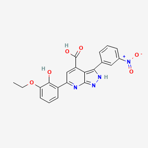 6-(3-Ethoxy-2-hydroxyphenyl)-3-(3-nitrophenyl)-2H-pyrazolo[3,4-B]pyridine-4-carboxylic acid