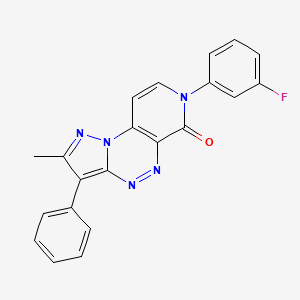 molecular formula C21H14FN5O B14977262 7-(3-fluorophenyl)-2-methyl-3-phenylpyrazolo[5,1-c]pyrido[4,3-e][1,2,4]triazin-6(7H)-one 