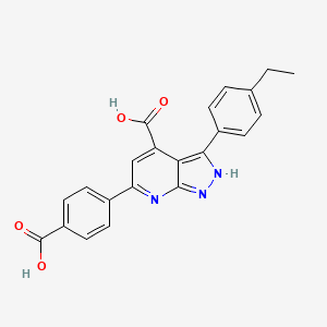 6-(4-carboxyphenyl)-3-(4-ethylphenyl)-1H-pyrazolo[3,4-b]pyridine-4-carboxylic acid