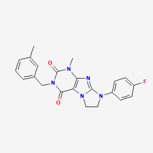 molecular formula C22H20FN5O2 B14977319 6-(4-Fluorophenyl)-4-methyl-2-[(3-methylphenyl)methyl]-7,8-dihydropurino[7,8-a]imidazole-1,3-dione 