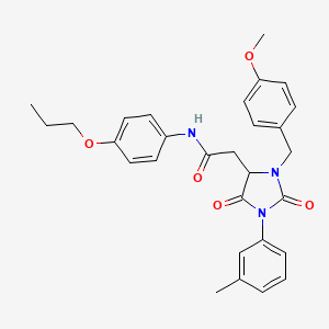 2-[3-(4-methoxybenzyl)-1-(3-methylphenyl)-2,5-dioxoimidazolidin-4-yl]-N-(4-propoxyphenyl)acetamide