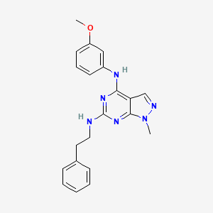 molecular formula C21H22N6O B14977424 N~4~-(3-methoxyphenyl)-1-methyl-N~6~-(2-phenylethyl)-1H-pyrazolo[3,4-d]pyrimidine-4,6-diamine 