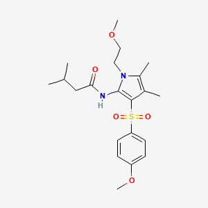 molecular formula C21H30N2O5S B14977433 N-{1-(2-methoxyethyl)-3-[(4-methoxyphenyl)sulfonyl]-4,5-dimethyl-1H-pyrrol-2-yl}-3-methylbutanamide 