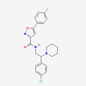 molecular formula C24H26ClN3O2 B14977515 N-[2-(4-chlorophenyl)-2-(piperidin-1-yl)ethyl]-5-(4-methylphenyl)-1,2-oxazole-3-carboxamide 