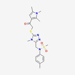 N-[(4-methyl-5-{[2-oxo-2-(1,2,5-trimethyl-1H-pyrrol-3-yl)ethyl]sulfanyl}-4H-1,2,4-triazol-3-yl)methyl]-N-(4-methylphenyl)methanesulfonamide