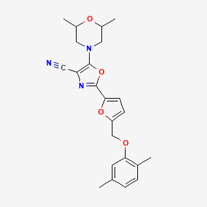 5-(2,6-Dimethylmorpholin-4-yl)-2-{5-[(2,5-dimethylphenoxy)methyl]furan-2-yl}-1,3-oxazole-4-carbonitrile