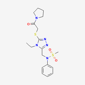 N-[(4-ethyl-5-{[2-oxo-2-(pyrrolidin-1-yl)ethyl]sulfanyl}-4H-1,2,4-triazol-3-yl)methyl]-N-phenylmethanesulfonamide