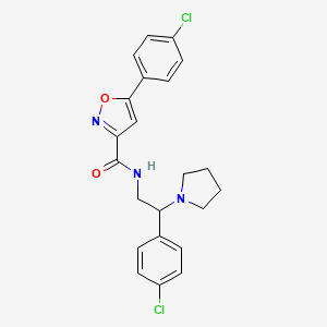 molecular formula C22H21Cl2N3O2 B14977582 5-(4-chlorophenyl)-N-[2-(4-chlorophenyl)-2-(pyrrolidin-1-yl)ethyl]-1,2-oxazole-3-carboxamide 