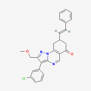 3-(3-chlorophenyl)-2-(methoxymethyl)-8-[(E)-2-phenylethenyl]-8,9-dihydropyrazolo[1,5-a]quinazolin-6(7H)-one