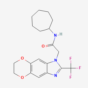 N-cycloheptyl-2-[2-(trifluoromethyl)-6,7-dihydro-1H-[1,4]dioxino[2,3-f]benzimidazol-1-yl]acetamide