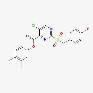 molecular formula C20H16ClFN2O4S B14977685 3,4-Dimethylphenyl 5-chloro-2-[(4-fluorobenzyl)sulfonyl]pyrimidine-4-carboxylate 