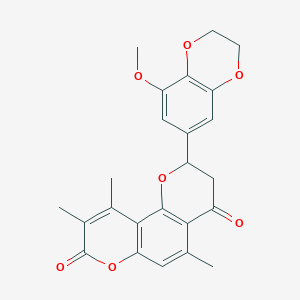 2-(8-methoxy-2,3-dihydro-1,4-benzodioxin-6-yl)-5,9,10-trimethyl-2,3-dihydro-4H,8H-pyrano[2,3-f]chromene-4,8-dione