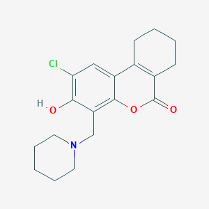 molecular formula C19H22ClNO3 B14977726 2-chloro-3-hydroxy-4-(piperidin-1-ylmethyl)-7,8,9,10-tetrahydro-6H-benzo[c]chromen-6-one 