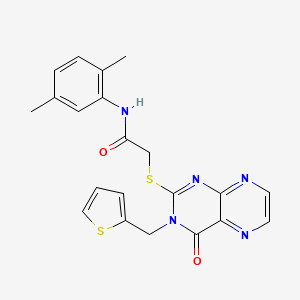 N-(2,5-dimethylphenyl)-2-({4-oxo-3-[(thiophen-2-yl)methyl]-3,4-dihydropteridin-2-yl}sulfanyl)acetamide