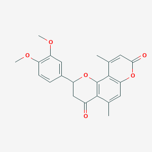 molecular formula C22H20O6 B14977767 2-(3,4-dimethoxyphenyl)-5,10-dimethyl-2,3-dihydro-4H,8H-pyrano[2,3-f]chromene-4,8-dione 