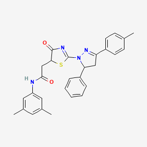 molecular formula C29H28N4O2S B14977781 N-(3,5-dimethylphenyl)-2-{2-[3-(4-methylphenyl)-5-phenyl-4,5-dihydro-1H-pyrazol-1-yl]-4-oxo-4,5-dihydro-1,3-thiazol-5-yl}acetamide 