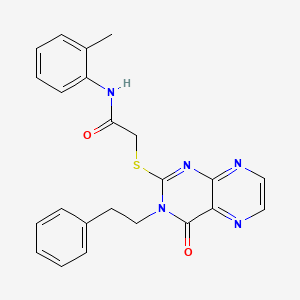 N-(2-methylphenyl)-2-{[4-oxo-3-(2-phenylethyl)-3,4-dihydropteridin-2-yl]sulfanyl}acetamide