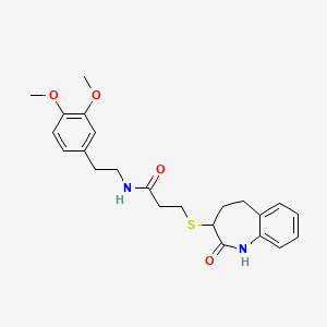 N-[2-(3,4-dimethoxyphenyl)ethyl]-3-[(2-hydroxy-4,5-dihydro-3H-1-benzazepin-3-yl)sulfanyl]propanamide