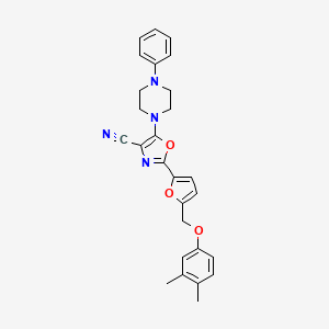 2-{5-[(3,4-Dimethylphenoxy)methyl]furan-2-yl}-5-(4-phenylpiperazin-1-yl)-1,3-oxazole-4-carbonitrile