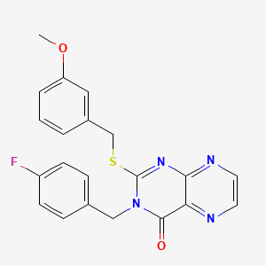 molecular formula C21H17FN4O2S B14977892 3-[(4-Fluorophenyl)methyl]-2-{[(3-methoxyphenyl)methyl]sulfanyl}-3,4-dihydropteridin-4-one 