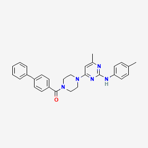 [1,1'-Biphenyl]-4-yl(4-(6-methyl-2-(p-tolylamino)pyrimidin-4-yl)piperazin-1-yl)methanone