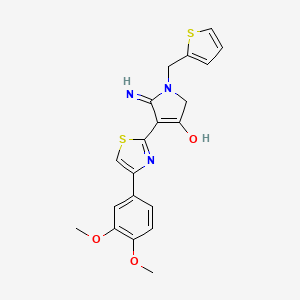 4-[4-(3,4-dimethoxyphenyl)-1,3-thiazol-2-yl]-5-imino-1-(thiophen-2-ylmethyl)-2,5-dihydro-1H-pyrrol-3-ol