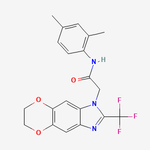 molecular formula C20H18F3N3O3 B14977993 N-(2,4-dimethylphenyl)-2-[2-(trifluoromethyl)-6,7-dihydro-1H-[1,4]dioxino[2,3-f]benzimidazol-1-yl]acetamide 