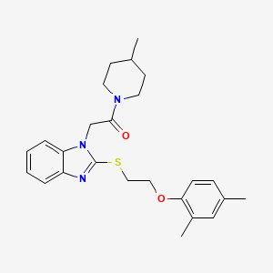 molecular formula C25H31N3O2S B14978001 2-(2-{[2-(2,4-dimethylphenoxy)ethyl]sulfanyl}-1H-benzimidazol-1-yl)-1-(4-methylpiperidin-1-yl)ethanone 