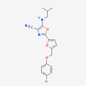 molecular formula C19H18BrN3O3 B14978028 2-{5-[(4-Bromophenoxy)methyl]furan-2-yl}-5-[(2-methylpropyl)amino]-1,3-oxazole-4-carbonitrile 