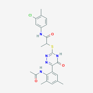 2-({6-[2-(acetylamino)-3,5-dimethylphenyl]-5-oxo-4,5-dihydro-1,2,4-triazin-3-yl}sulfanyl)-N-(3-chloro-4-methylphenyl)propanamide