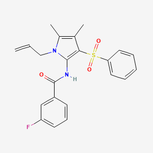 molecular formula C22H21FN2O3S B14978192 N-[4,5-dimethyl-3-(phenylsulfonyl)-1-(prop-2-en-1-yl)-1H-pyrrol-2-yl]-3-fluorobenzamide 