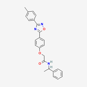 molecular formula C25H23N3O3 B14978234 2-{4-[3-(4-methylphenyl)-1,2,4-oxadiazol-5-yl]phenoxy}-N-(1-phenylethyl)acetamide 