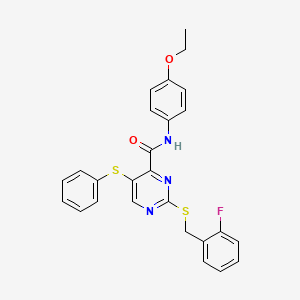 N-(4-ethoxyphenyl)-2-[(2-fluorobenzyl)sulfanyl]-5-(phenylsulfanyl)pyrimidine-4-carboxamide