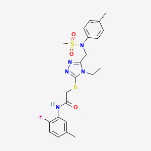 2-[(4-ethyl-5-{[(4-methylphenyl)(methylsulfonyl)amino]methyl}-4H-1,2,4-triazol-3-yl)sulfanyl]-N-(2-fluoro-5-methylphenyl)acetamide