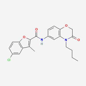 molecular formula C22H21ClN2O4 B14978345 N-(4-butyl-3-oxo-3,4-dihydro-2H-1,4-benzoxazin-6-yl)-5-chloro-3-methyl-1-benzofuran-2-carboxamide 