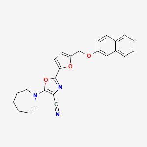 molecular formula C25H23N3O3 B14978363 5-(Azepan-1-yl)-2-{5-[(naphthalen-2-yloxy)methyl]furan-2-yl}-1,3-oxazole-4-carbonitrile 