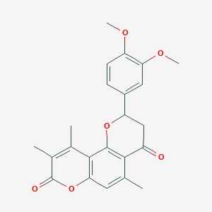 2-(3,4-dimethoxyphenyl)-5,9,10-trimethyl-2,3-dihydro-4H,8H-pyrano[2,3-f]chromene-4,8-dione