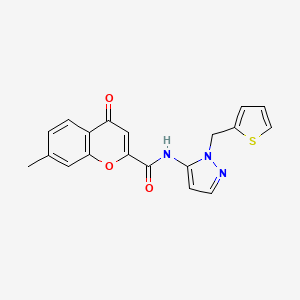 7-methyl-4-oxo-N-[1-(thiophen-2-ylmethyl)-1H-pyrazol-5-yl]-4H-chromene-2-carboxamide