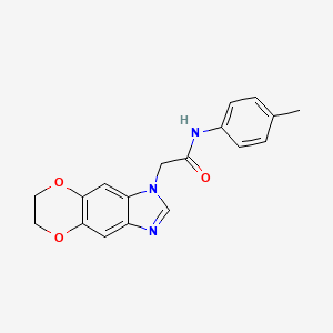 molecular formula C18H17N3O3 B14978537 2-(6,7-dihydro-1H-[1,4]dioxino[2,3-f]benzimidazol-1-yl)-N-(4-methylphenyl)acetamide 