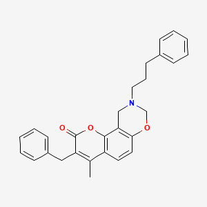 3-benzyl-4-methyl-9-(3-phenylpropyl)-9,10-dihydro-2H,8H-chromeno[8,7-e][1,3]oxazin-2-one