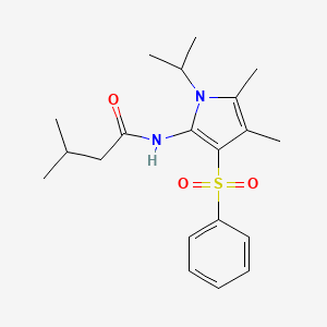 molecular formula C20H28N2O3S B14978699 N-[4,5-dimethyl-3-(phenylsulfonyl)-1-(propan-2-yl)-1H-pyrrol-2-yl]-3-methylbutanamide 