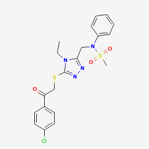 N-[(5-{[2-(4-chlorophenyl)-2-oxoethyl]sulfanyl}-4-ethyl-4H-1,2,4-triazol-3-yl)methyl]-N-phenylmethanesulfonamide