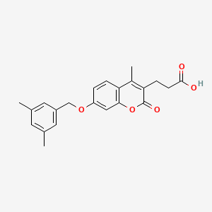 molecular formula C22H22O5 B14978762 3-{7-[(3,5-dimethylbenzyl)oxy]-4-methyl-2-oxo-2H-chromen-3-yl}propanoic acid 