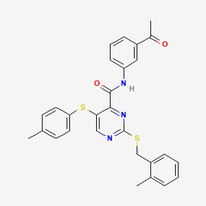 N-(3-acetylphenyl)-2-[(2-methylbenzyl)sulfanyl]-5-[(4-methylphenyl)sulfanyl]pyrimidine-4-carboxamide