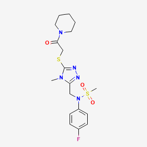 N-(4-fluorophenyl)-N-[(4-methyl-5-{[2-oxo-2-(piperidin-1-yl)ethyl]sulfanyl}-4H-1,2,4-triazol-3-yl)methyl]methanesulfonamide