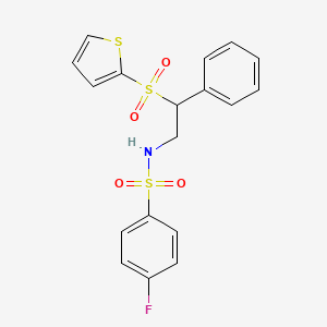 molecular formula C18H16FNO4S3 B14978828 4-Fluoro-N-[2-phenyl-2-(thiophene-2-sulfonyl)ethyl]benzene-1-sulfonamide 