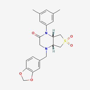 molecular formula C22H24N2O5S B14978857 Rel-(4AR,7AS)-4-(1,3-benzodioxol-5-ylmethyl)-1-(3,5-dimethylphenyl)hexahydrothieno[3,4-B]pyrazin-2(1H)-one 6,6-dioxide CAS No. 1217651-76-7