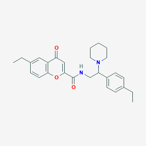 molecular formula C27H32N2O3 B14978902 6-ethyl-N-[2-(4-ethylphenyl)-2-(piperidin-1-yl)ethyl]-4-oxo-4H-chromene-2-carboxamide 