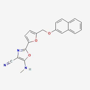 molecular formula C20H15N3O3 B14978914 5-(Methylamino)-2-{5-[(naphthalen-2-yloxy)methyl]furan-2-yl}-1,3-oxazole-4-carbonitrile 